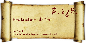 Pratscher Örs névjegykártya